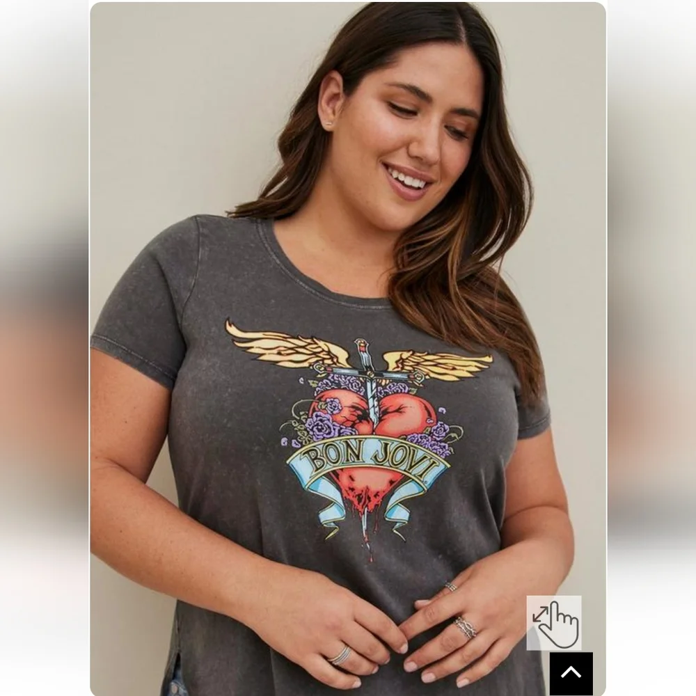 Host Pick🎊🎉Torrid Bon Jovi Gray Cotton Wash Split Tunic - Picture 2 of 7